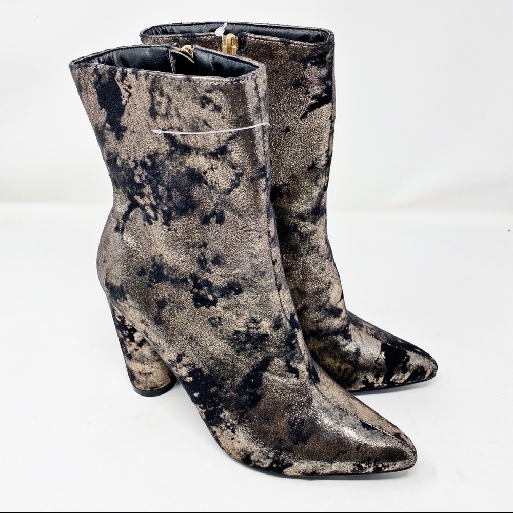 Cape Robbin Metallic Black Ankle Booties